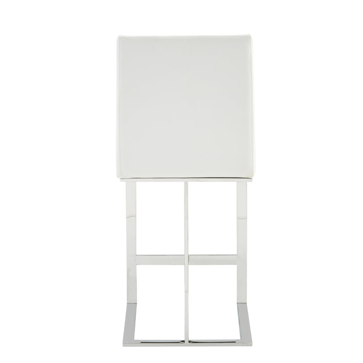 Frankie - Modern White Vegan Leather + Stainless Steel Counter Chair