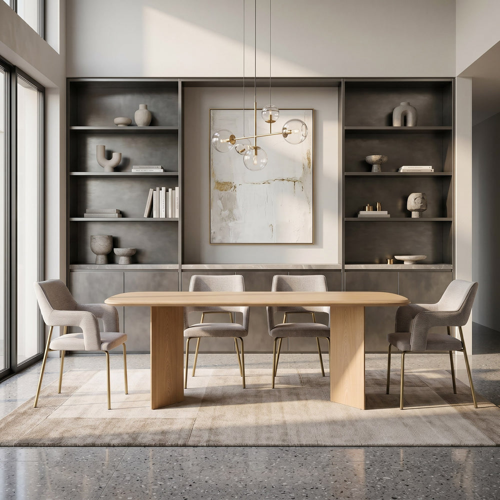 Childers - Modern Grey Fabric + Antique Brass Dining Chair - View 12