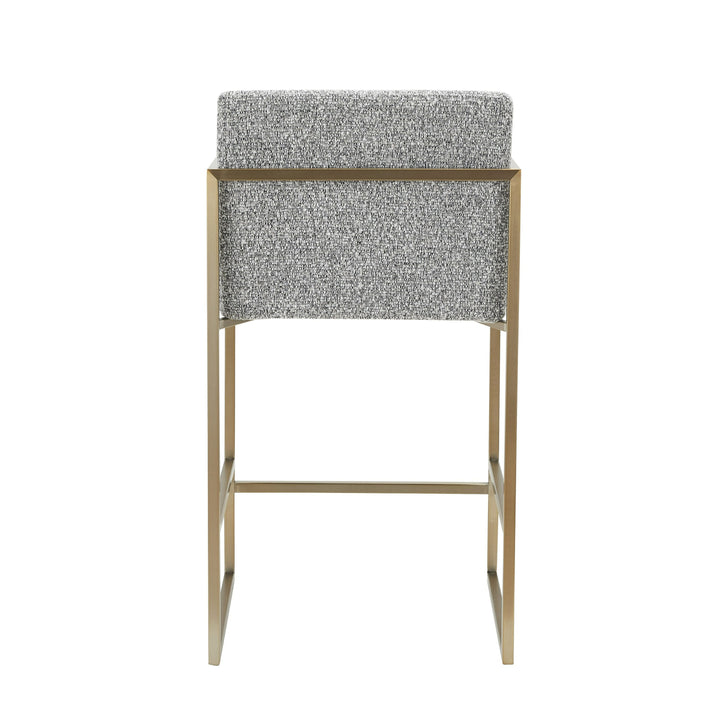 Suzanne  Modern Grey Fabric + Antique Brass Counter Chair