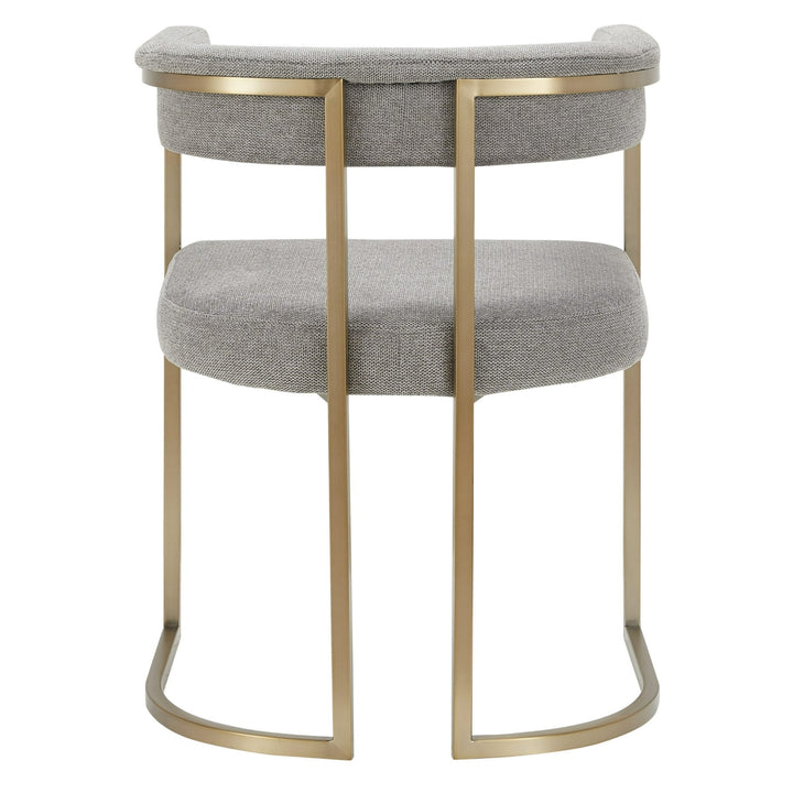 Byron - Modern Grey Fabric + Antique Brass Dining Chair