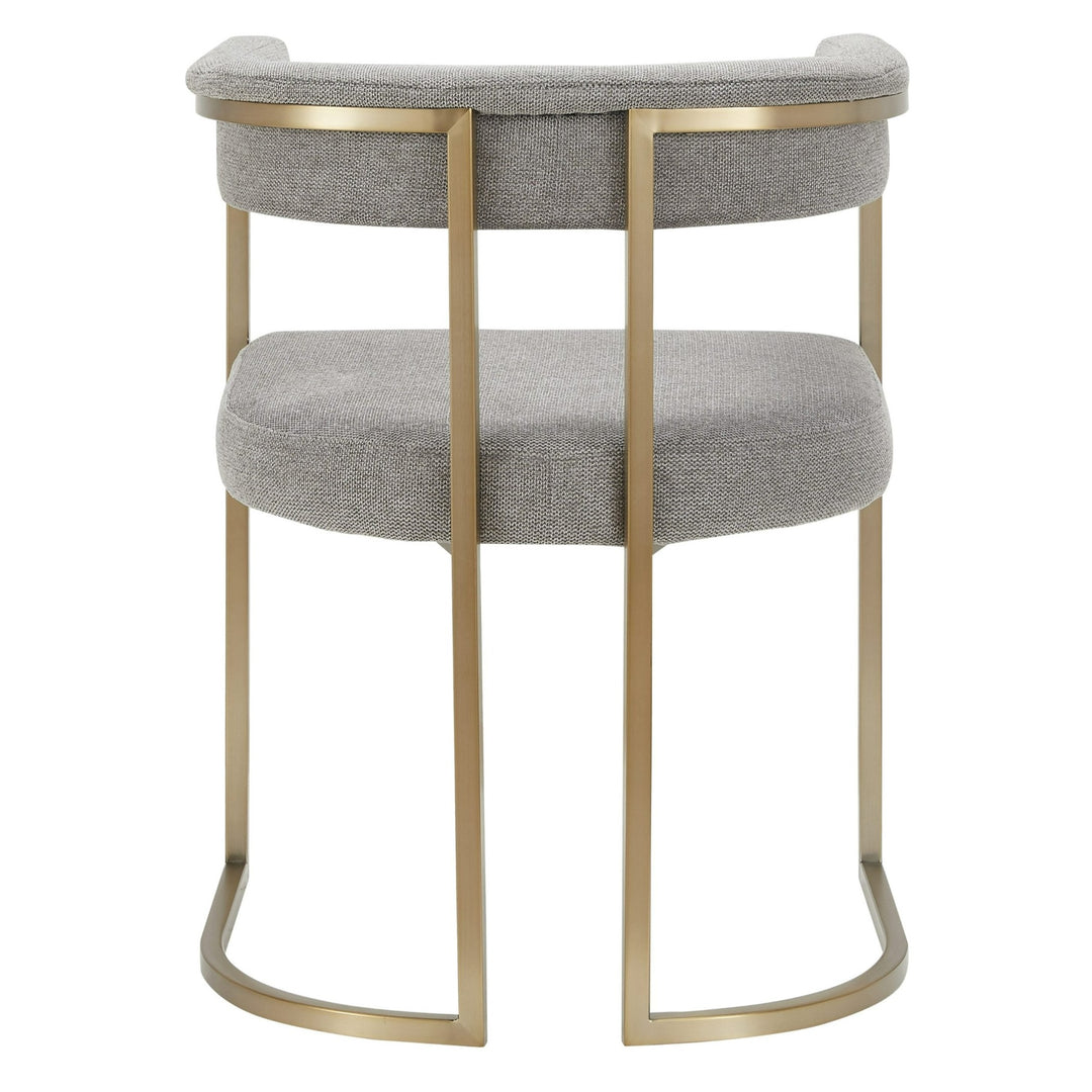 Byron - Modern Grey Fabric + Antique Brass Dining Chair