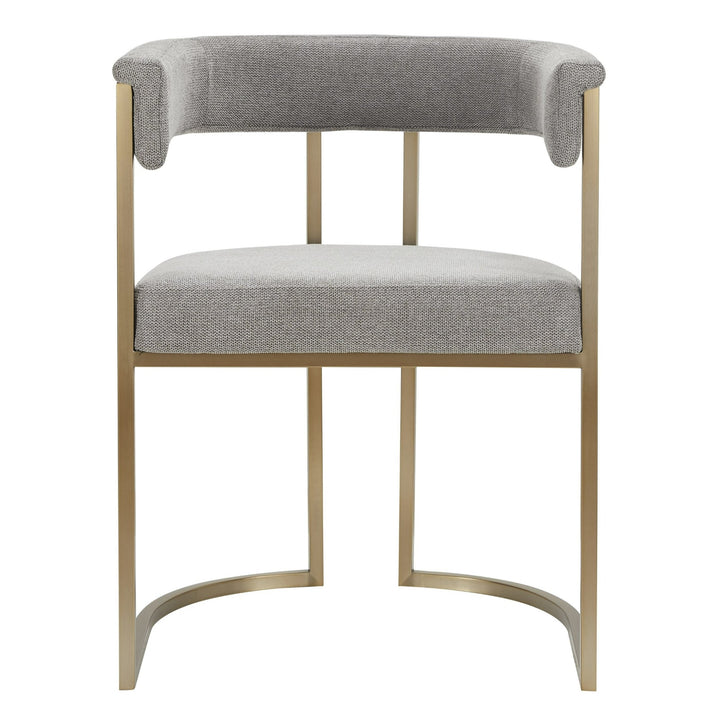Byron - Modern Grey Fabric + Antique Brass Dining Chair