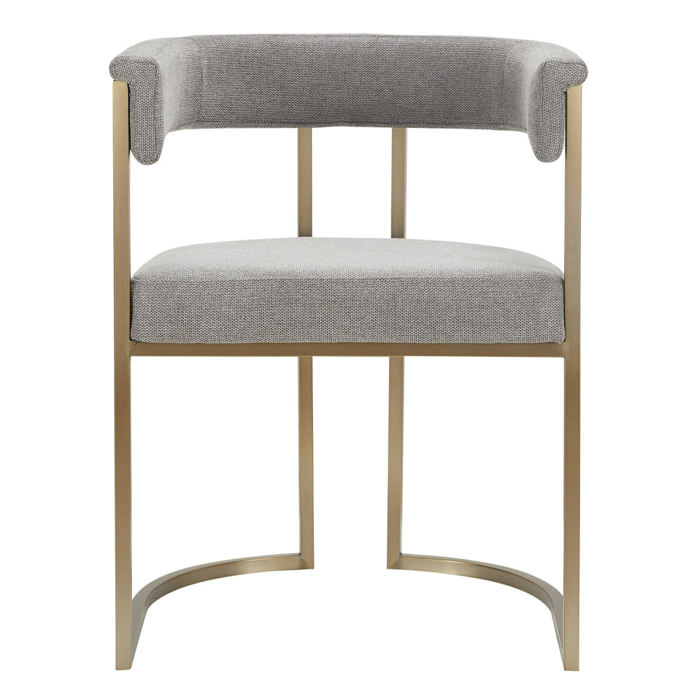 Byron - Modern Grey Fabric + Antique Brass Dining Chair - View 3