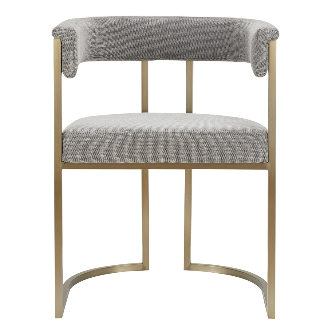 Byron - Modern Grey Fabric + Antique Brass Dining Chair