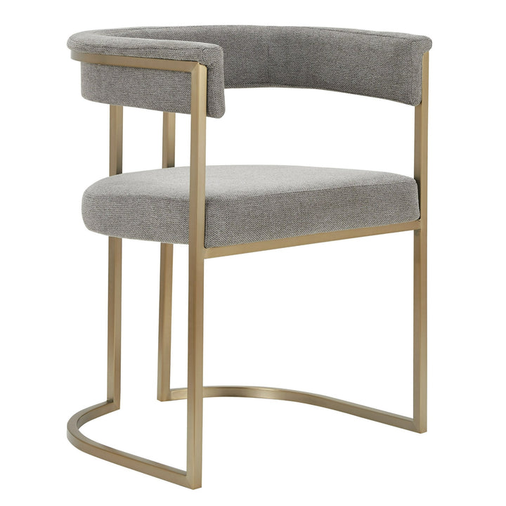 Byron - Modern Grey Fabric + Antique Brass Dining Chair