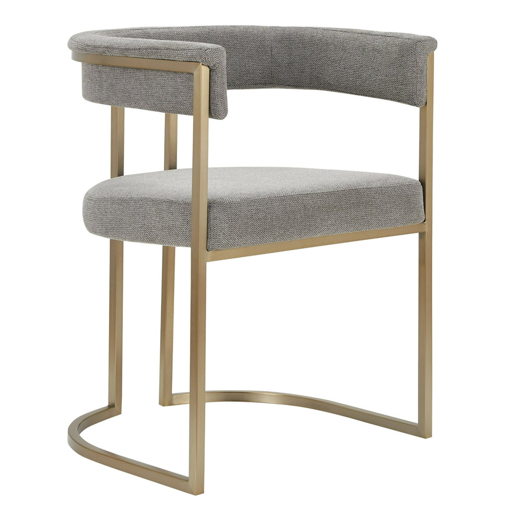 Byron - Modern Grey Fabric + Antique Brass Dining Chair - View 2