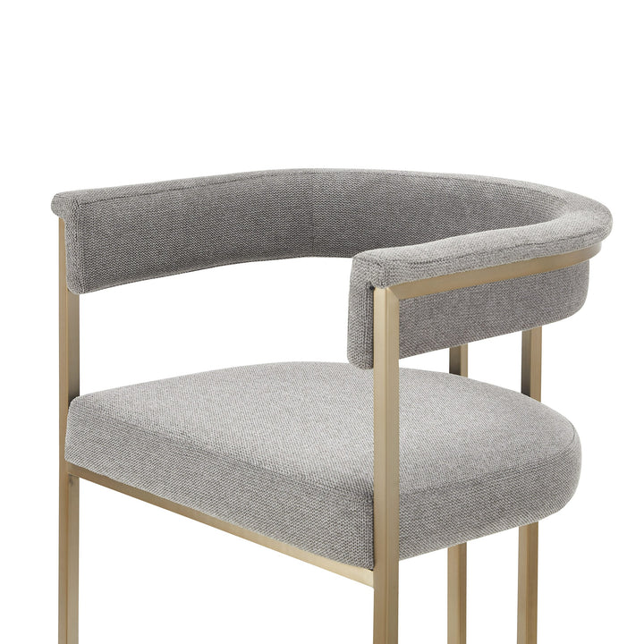 Byron - Modern Grey Fabric + Antique Brass Counter Chair