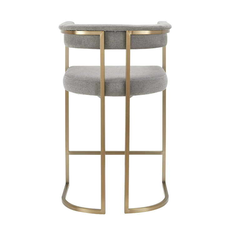 Byron - Modern Grey Fabric + Antique Brass Counter Chair