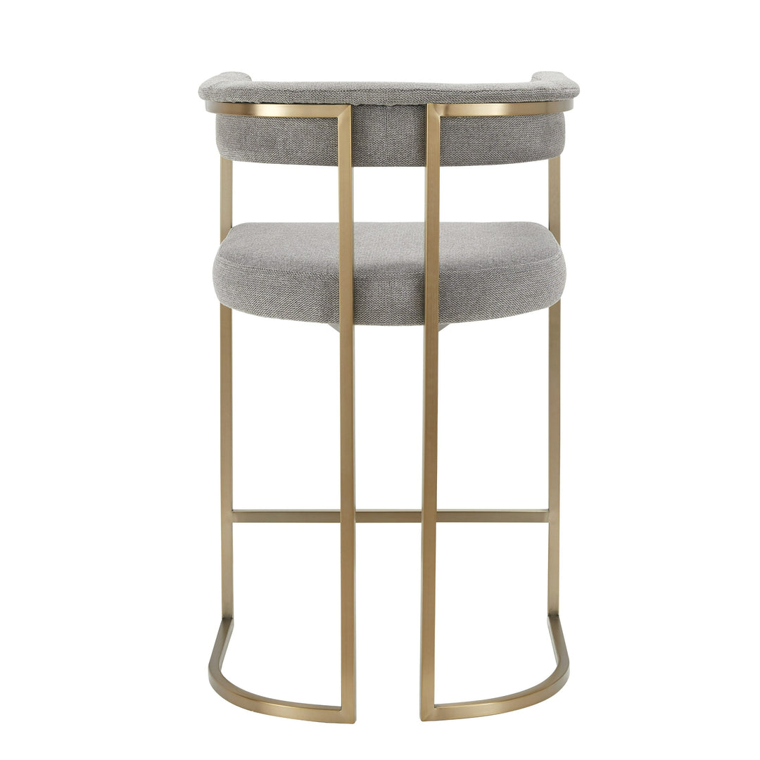 Byron - Modern Grey Fabric + Antique Brass Counter Chair