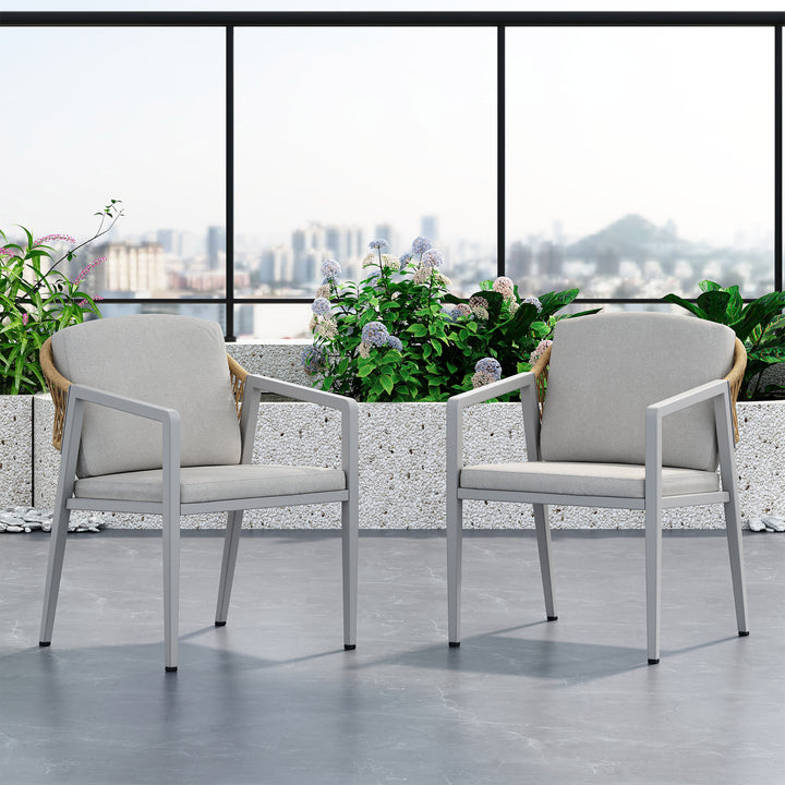 PE Rattan Outdoor Dining Chair – Gray (Set of 2)
