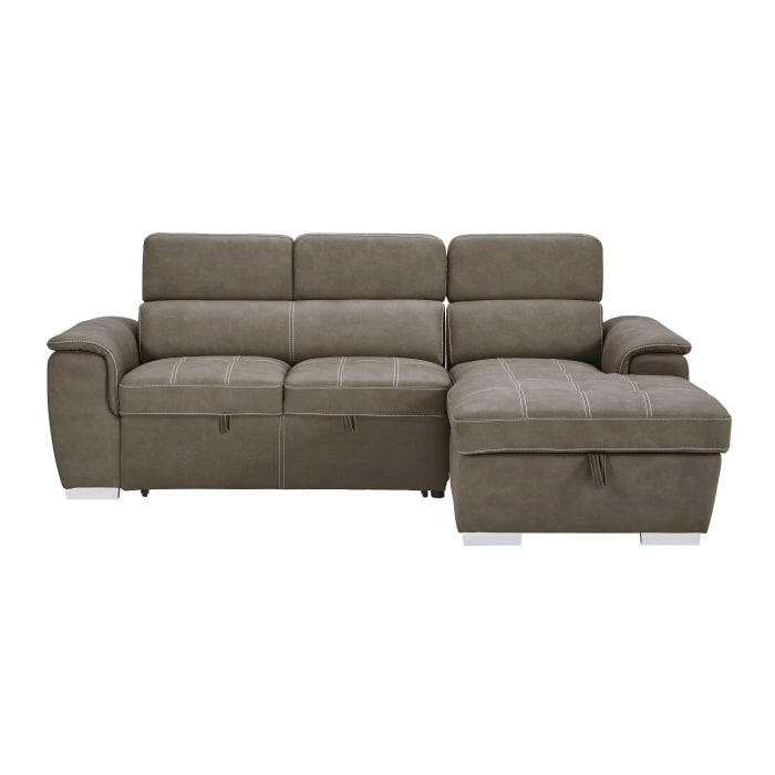 Homelegance 2PC Taupe Sleeper Sofa with Adjustable Headrests and Storage at   Contempo Furniture  Contempo Furniture 2PC Taupe Sleeper Sofa with Adjustable Headrests and Storage Homelegance.