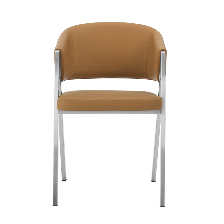 Marcus - Modern Camel Vegan Leather Dining Chair 