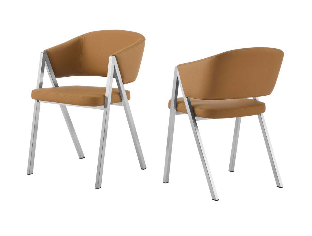 Marcus - Modern Camel Vegan Leather Dining Chair (Set of 2)