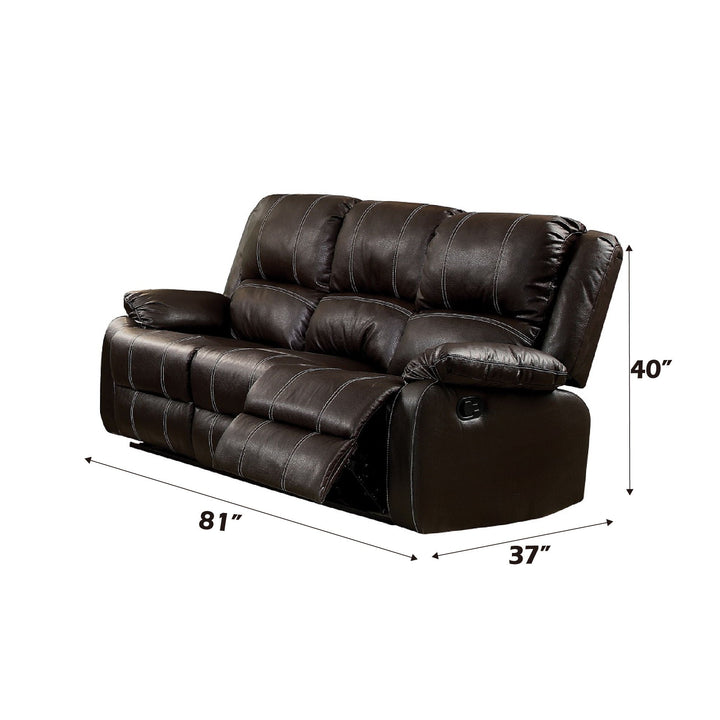 Zuriel - Synthetic Leather Recliner Sofa - Brown