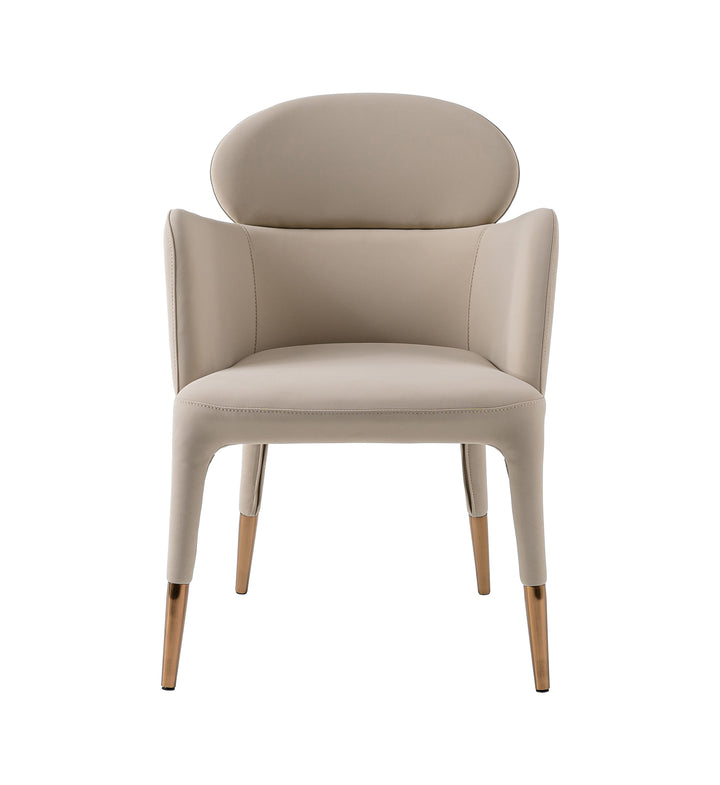 Shannon - Modern Beige Vegan Leather + Rosegold Dining Chair