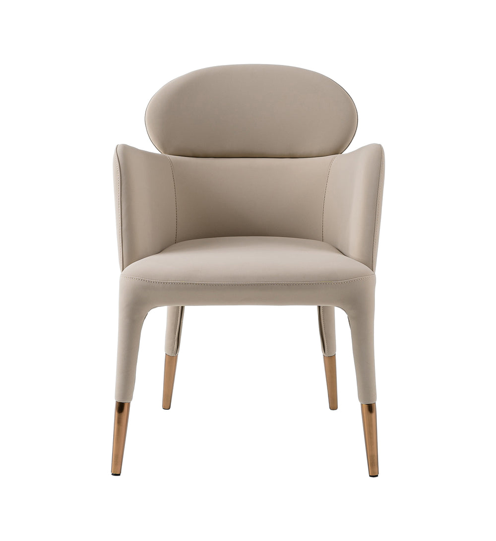 Shannon - Modern Beige Vegan Leather + Rosegold Dining Chair - View 4
