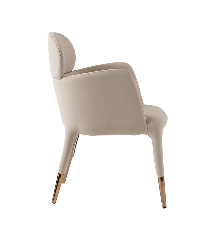Shannon - Modern Beige Vegan Leather + Rosegold Dining Chair