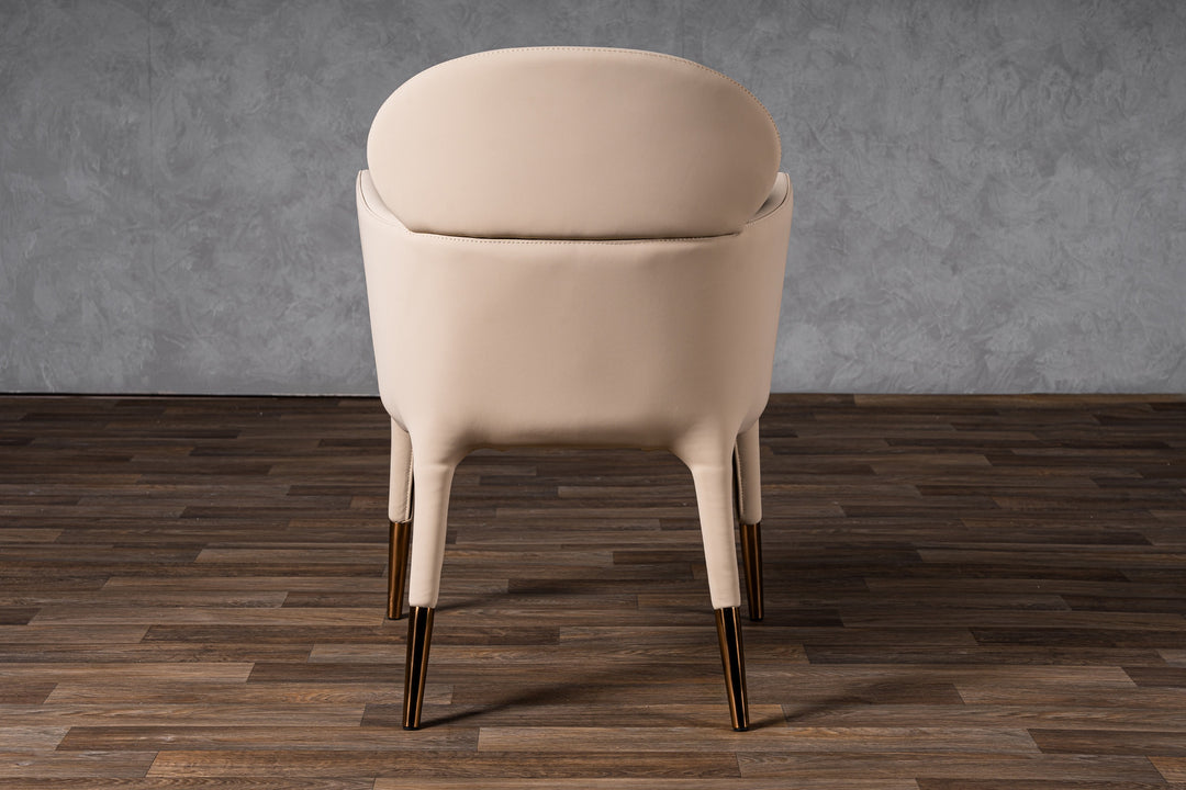 Shannon - Modern Beige Vegan Leather + Rosegold Dining Chair