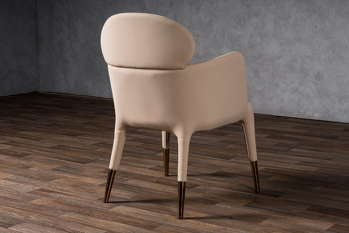 Shannon - Modern Beige Vegan Leather + Rosegold Dining Chair