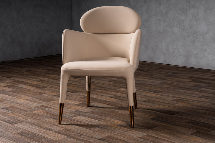 Shannon - Modern Beige Vegan Leather + Rosegold Dining Chair