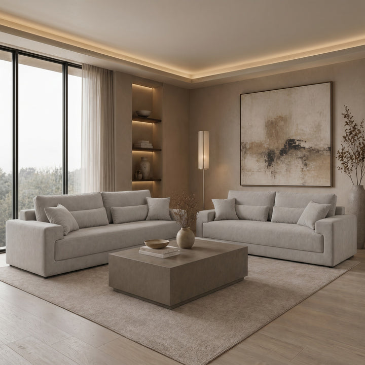 Loki - Modern Grey Fabric 3-Seat Sofa