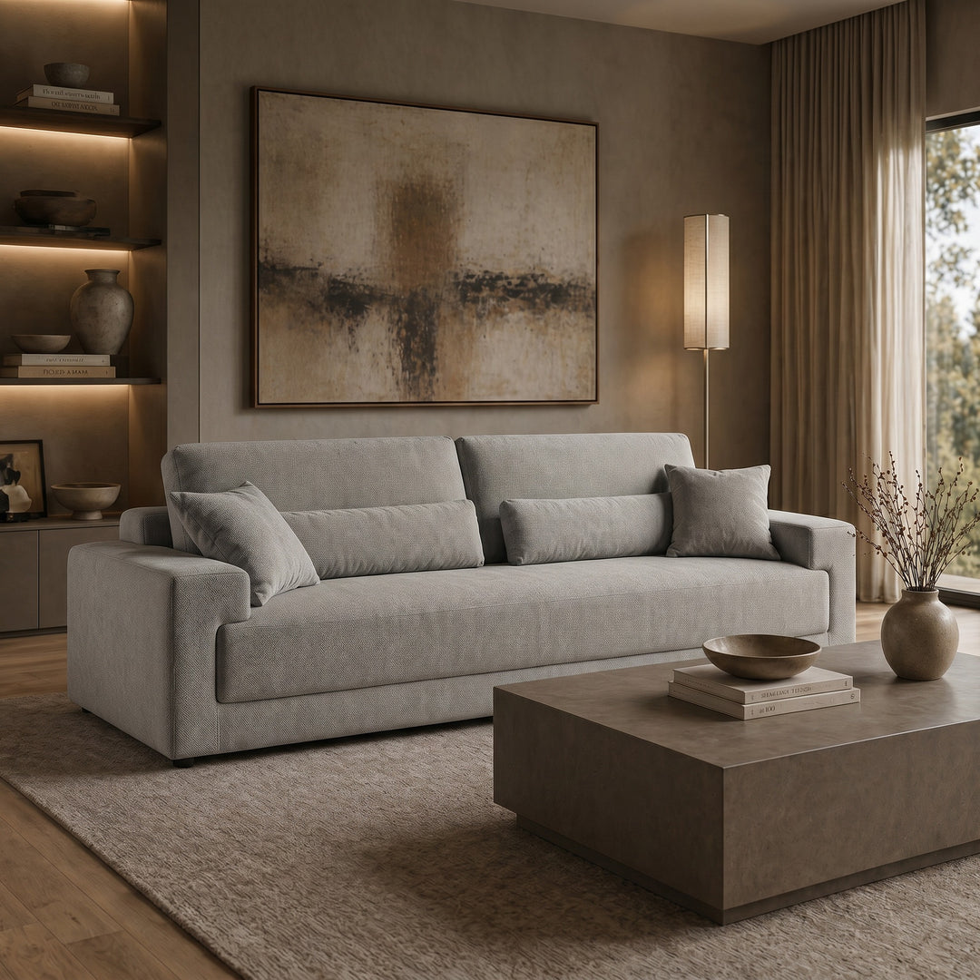 Loki - Modern Grey Fabric 3-Seat Sofa