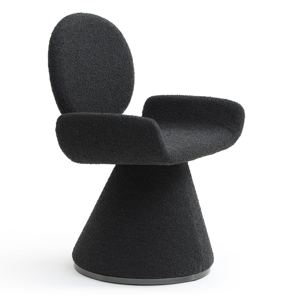 Neptune - Contemporary Black Fabric + Brushed Black Gun Dining Chair