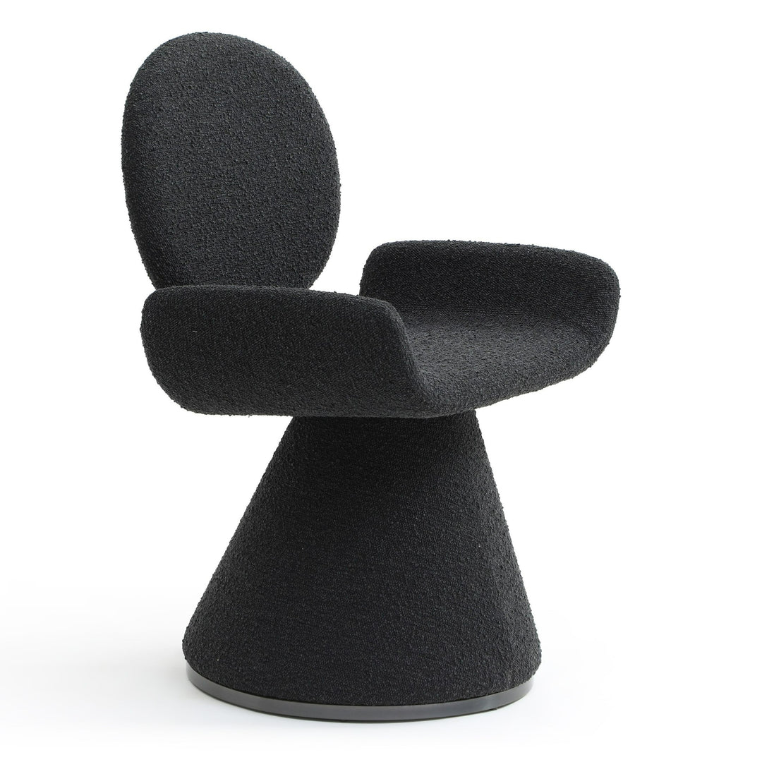 Neptune - Contemporary Black Fabric + Brushed Black Gun Dining Chair