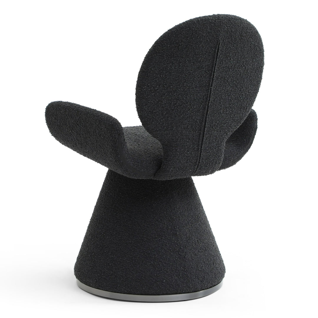 Neptune - Contemporary Black Fabric + Brushed Black Gun Dining Chair