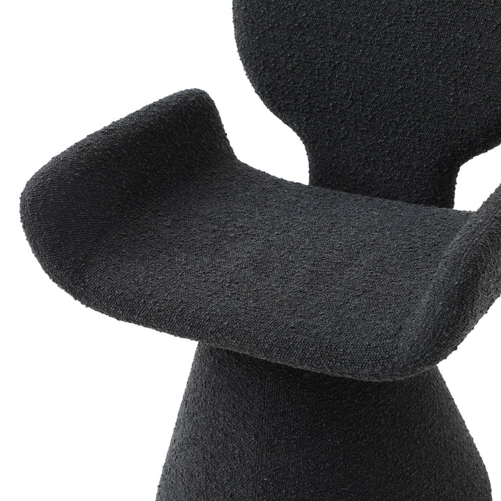 Neptune - Contemporary Black Fabric + Brushed Black Gun Dining Chair