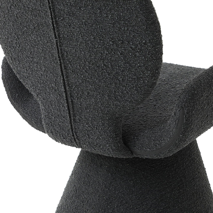 Neptune - Contemporary Black Fabric + Brushed Black Gun Dining Chair