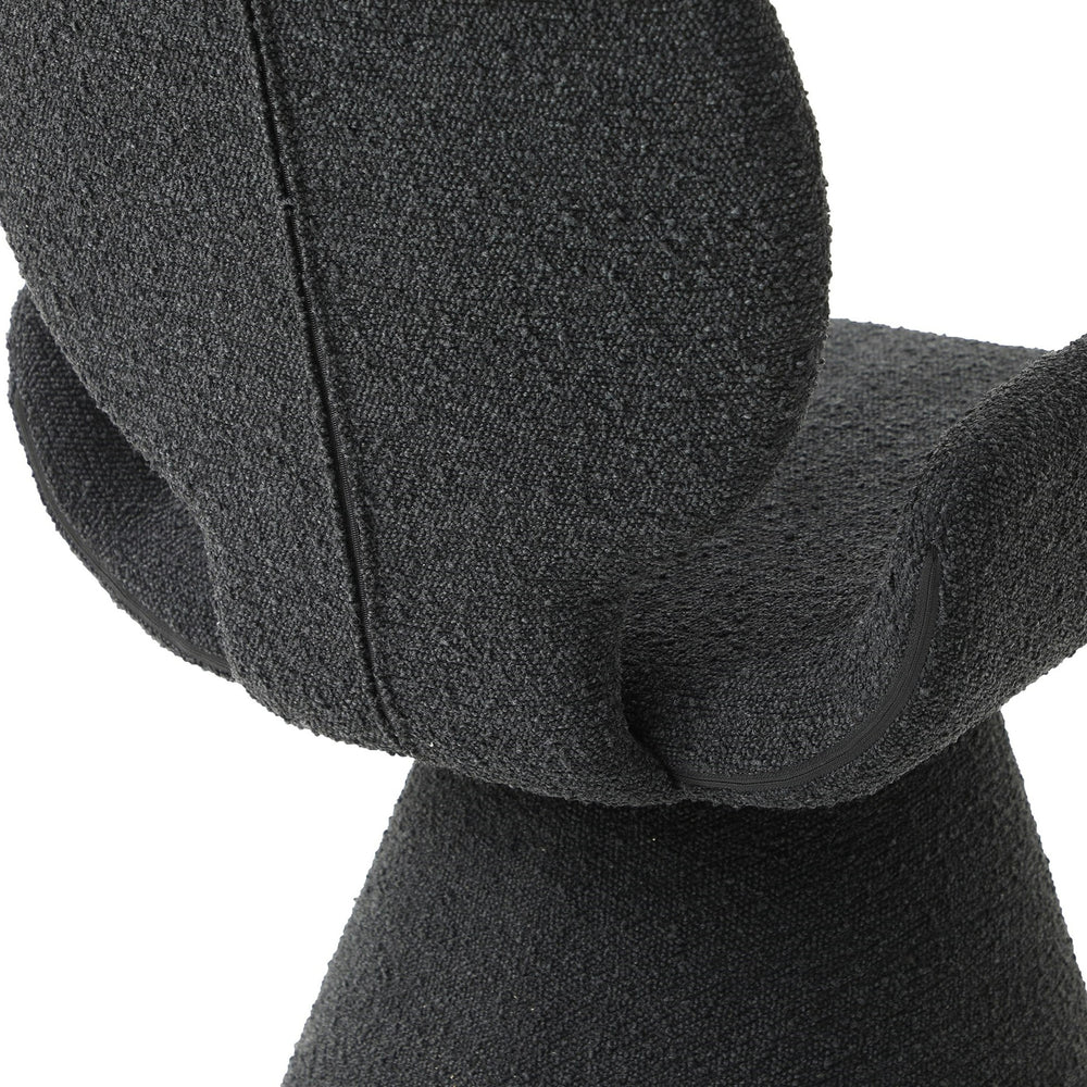 Neptune - Contemporary Black Fabric + Brushed Black Gun Dining Chair - View 6