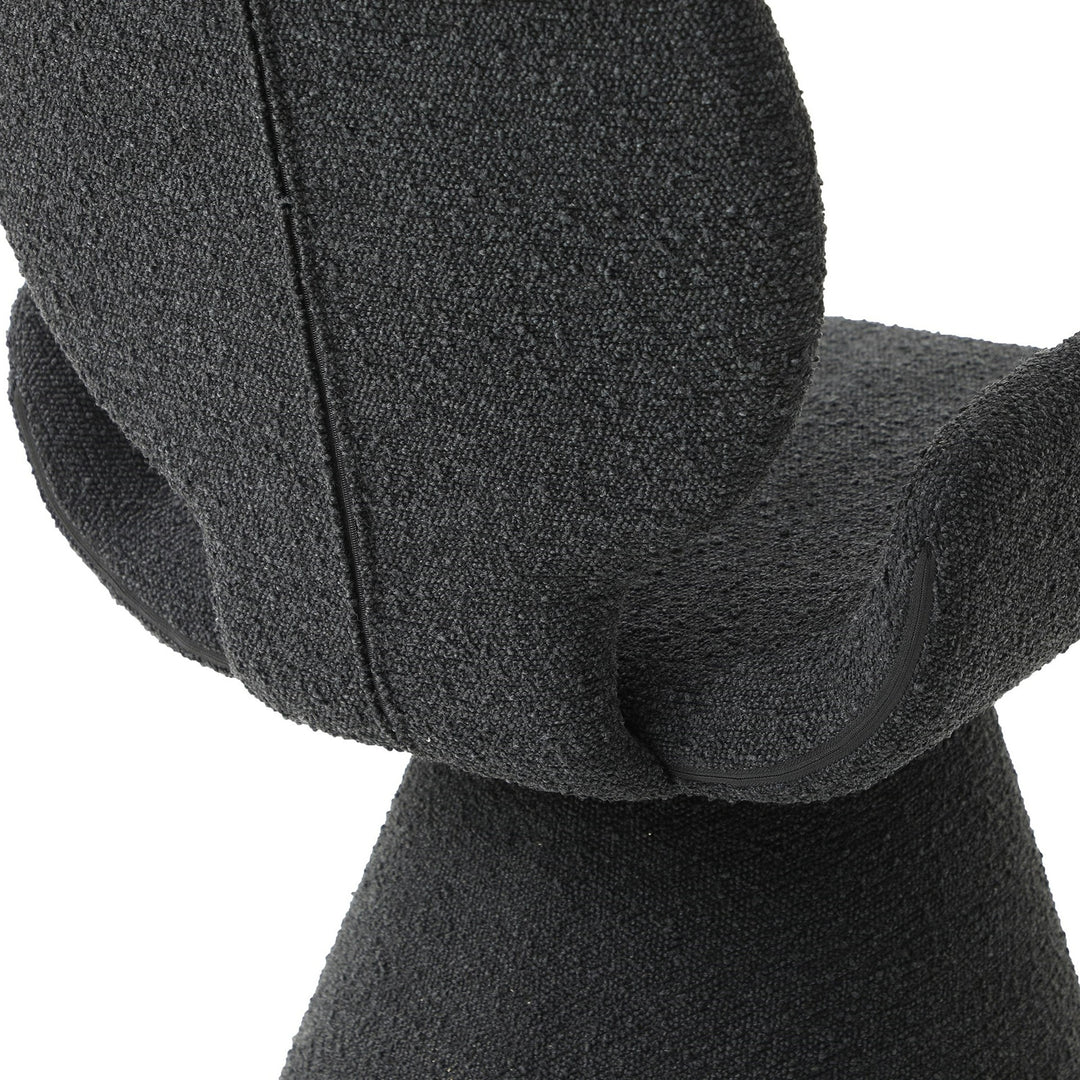 Neptune - Contemporary Black Fabric + Brushed Black Gun Dining Chair