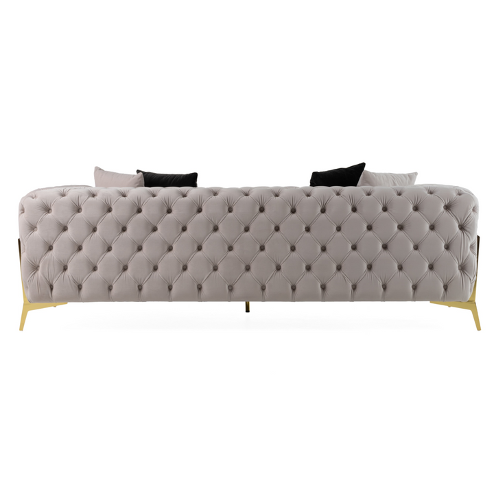 Clarice - Transitional Light Beige Velvet Sofa