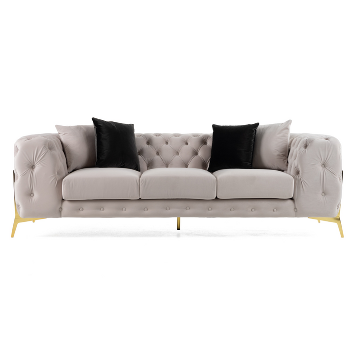 Clarice - Transitional Light Beige Velvet Sofa