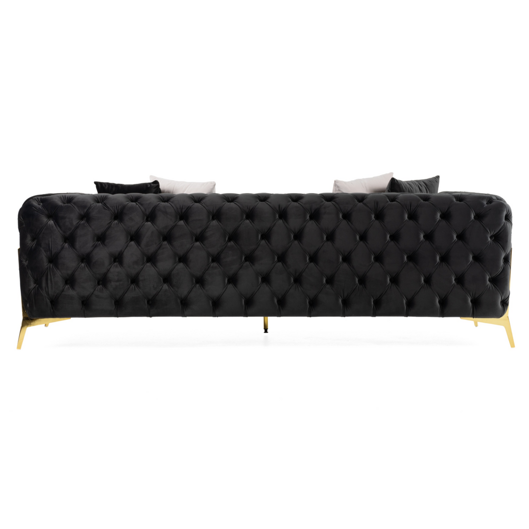 Clarice - Transitional Black Velvet Sofa