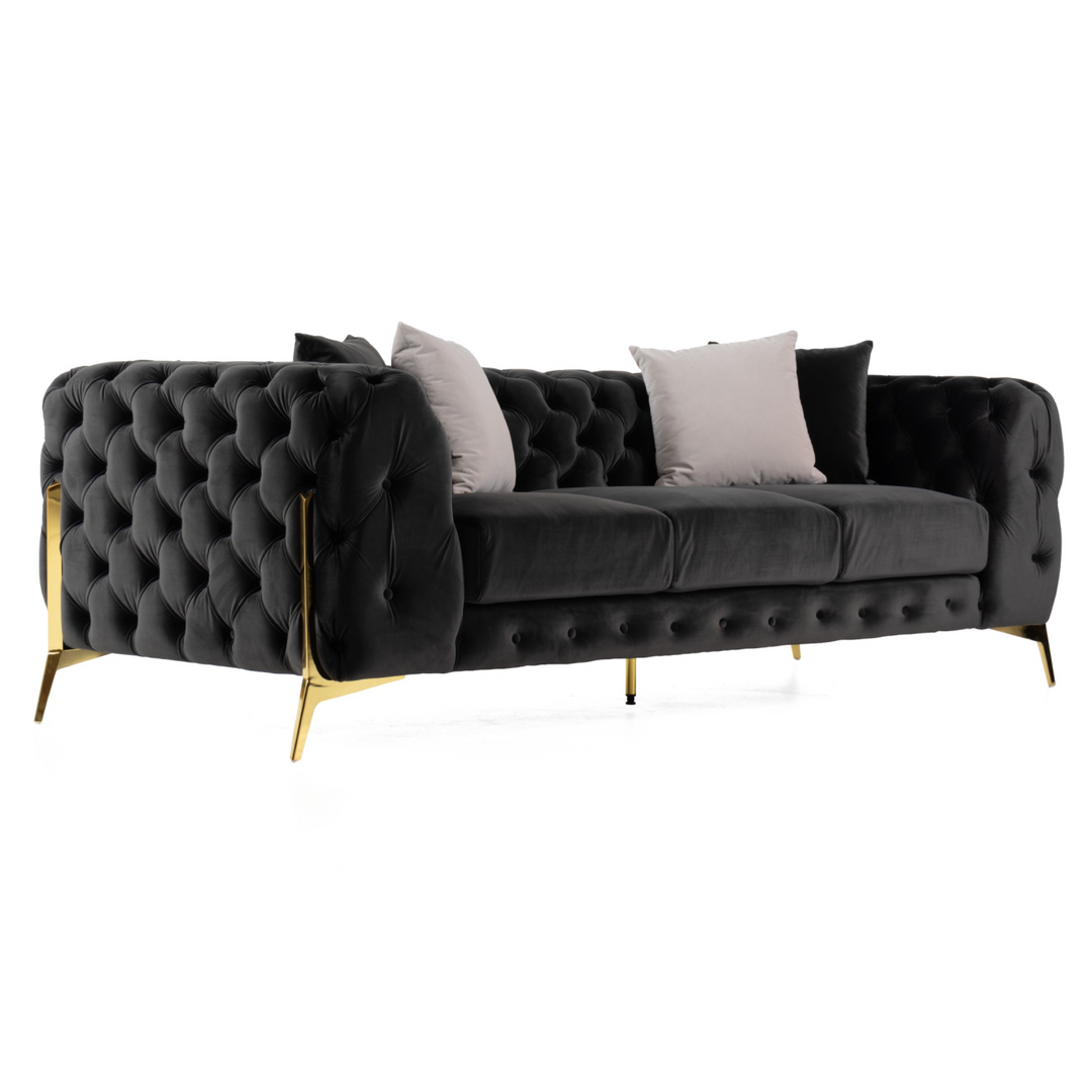 Clarice - Transitional Black Velvet Sofa