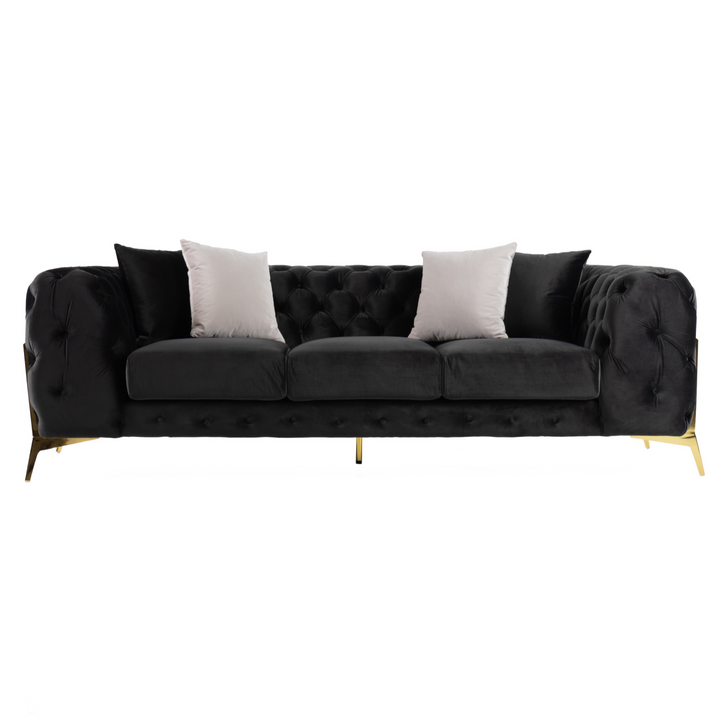 Clarice - Transitional Black Velvet Sofa