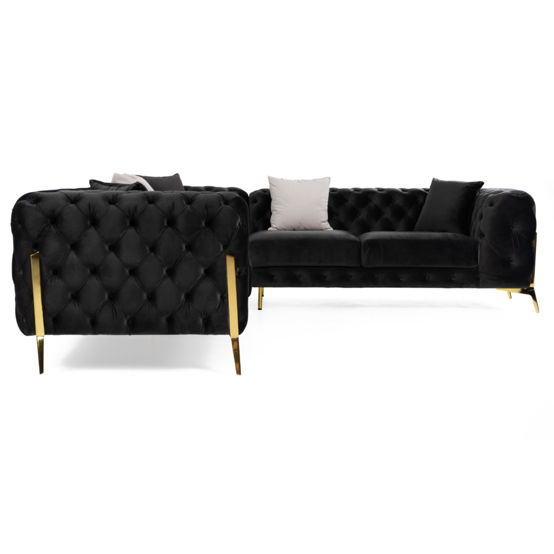 Clarice - Transitional Black Velvet Sectional Sofa