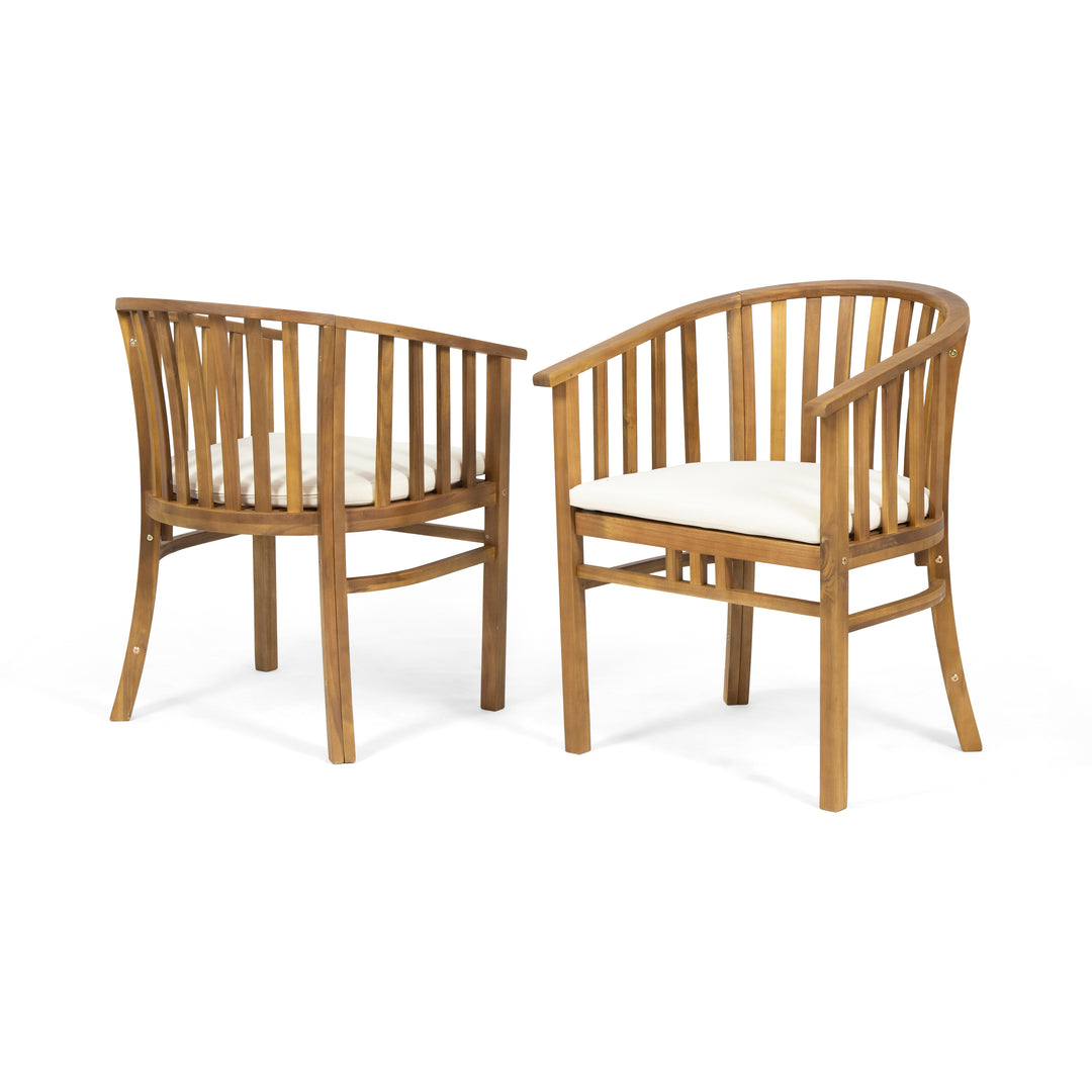 Acacia Outdoor Dining Armchair – Teak/Cream (Set of 2)