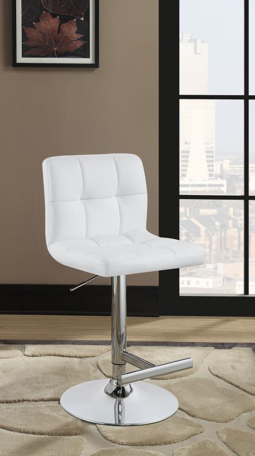 Lenny - Upholstered Adjustable Bar Stool  - White