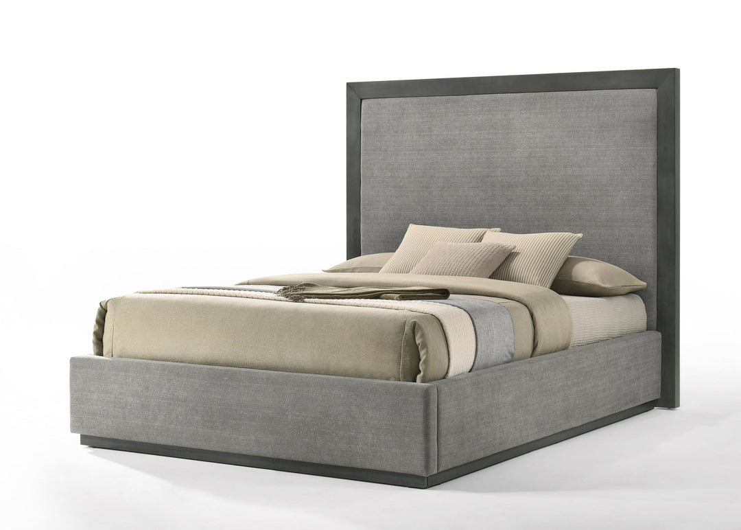 Eastern King Santa Barbara - Modern Grey Fabric + Grey Wash Bed
