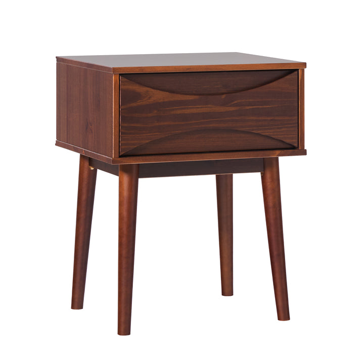 Solid Wood Nightstand with Drawer and Tapered Legs