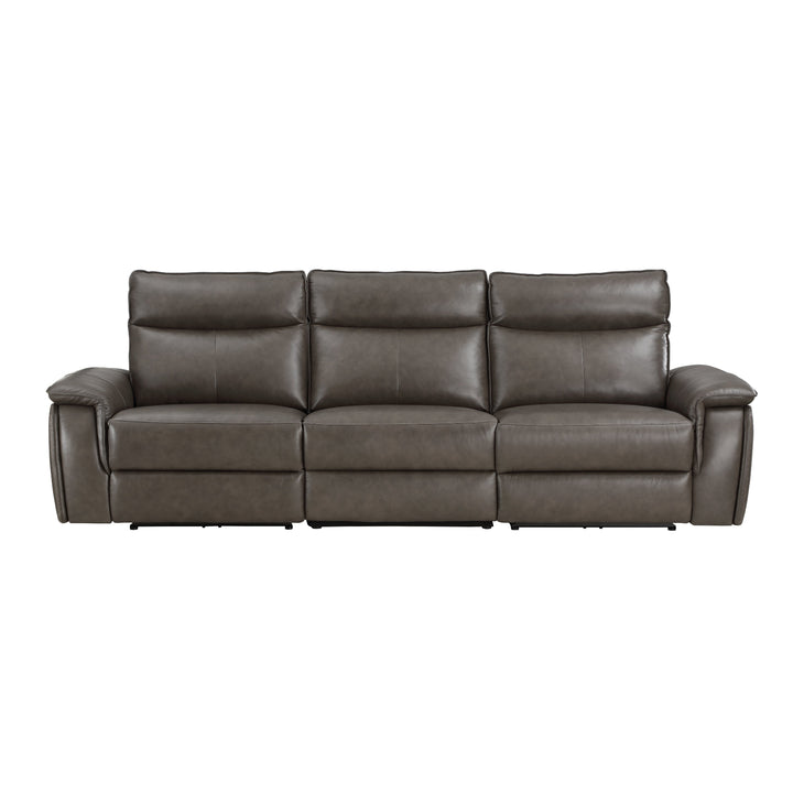 Maroni Brown Power Double Reclining Sofa with Power Headrests