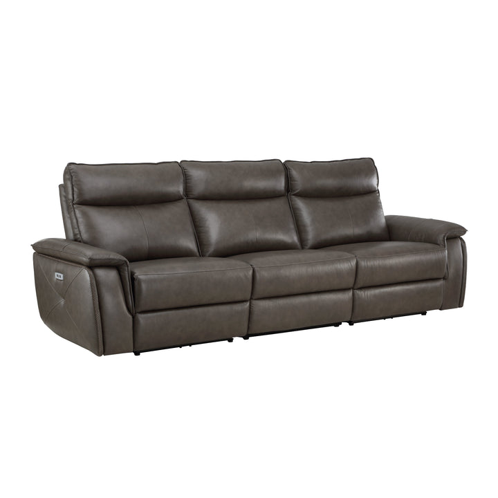 Maroni Brown Power Double Reclining Sofa with Power Headrests