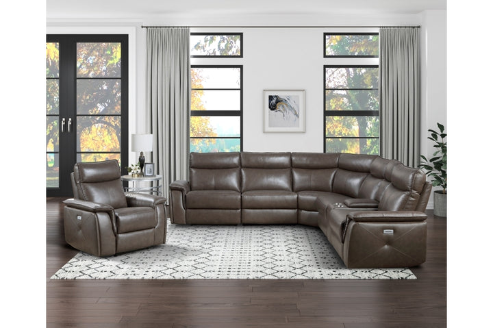 Power Reclining Leather Sectional Sofa with power headrest