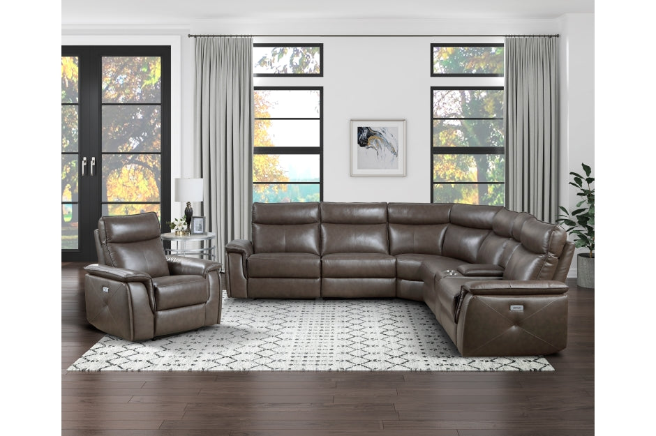 Power Reclining Leather Sectional Sofa with power headrest