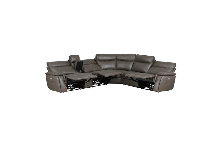 Power Reclining Leather Sectional Sofa with power headrest