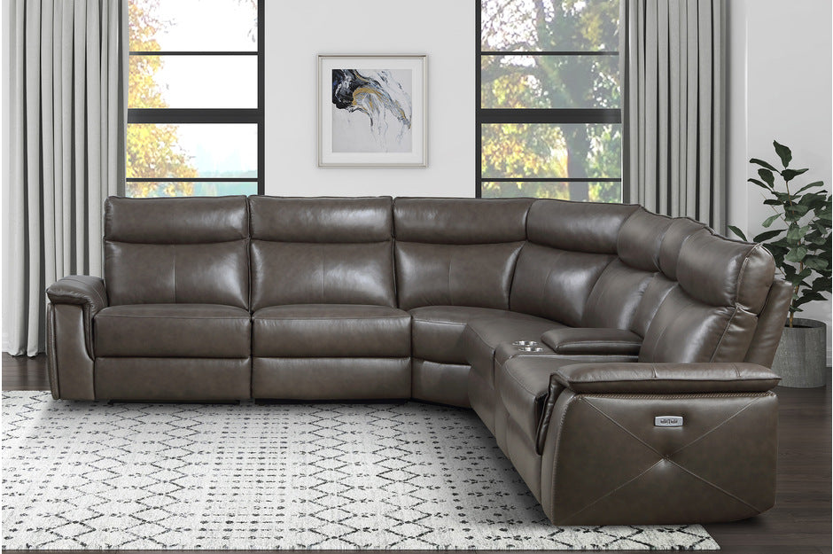 Power Reclining Leather Sectional Sofa with power headrest