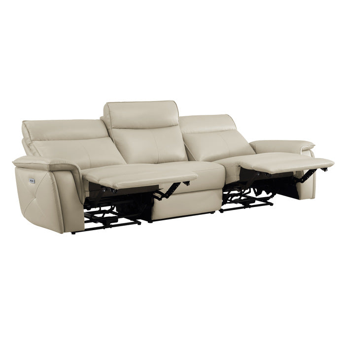 Maroni Brown Power Double Reclining Sofa with Power Headrests